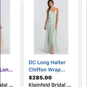 Long chiffon/satin wrap gown from Kleinfeld.